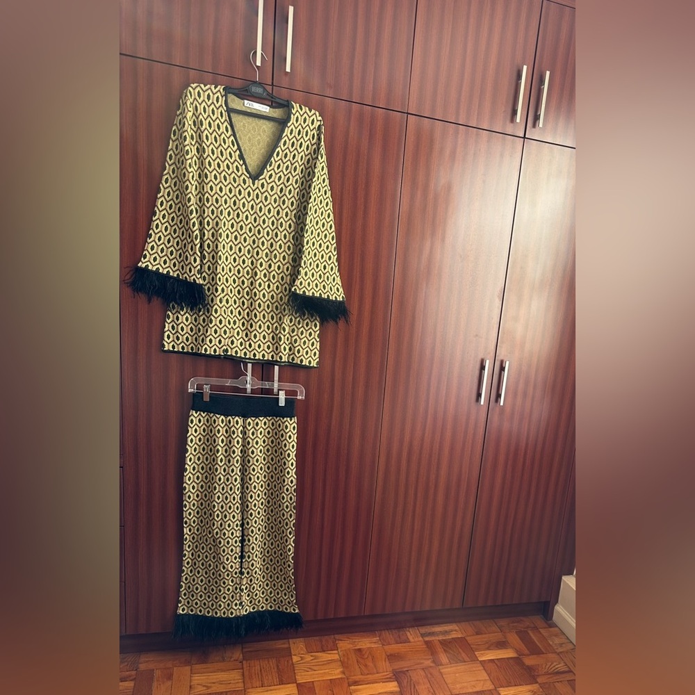 ZARA 2pc set Blouse and Pants. Size USA M (Top), Size S (Pants)